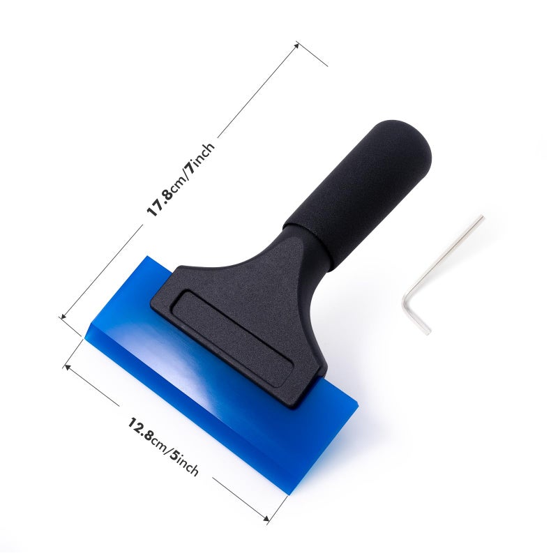 FOSHIO 1 Pack Rubber Water Blade Shower Squeegee Scraper Mirror Glass Wiper Window Cleaner with 7" Long Non-Slip Handle for Bathroom Window Tinting - Image 2